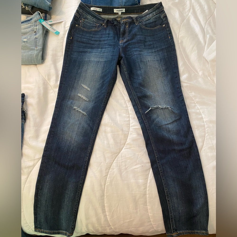 JAGGER SKINNY - DESTRUCTED DARK WASH JEANS